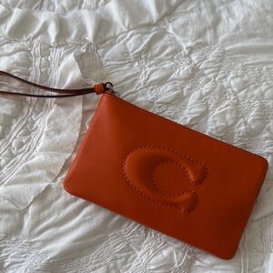 Coach Orange Wristlet Clutch